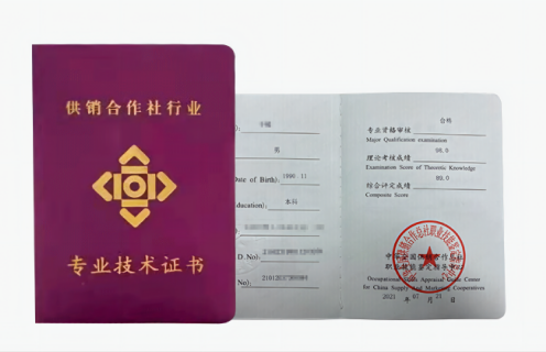 供销相助社行业专业手艺证书
